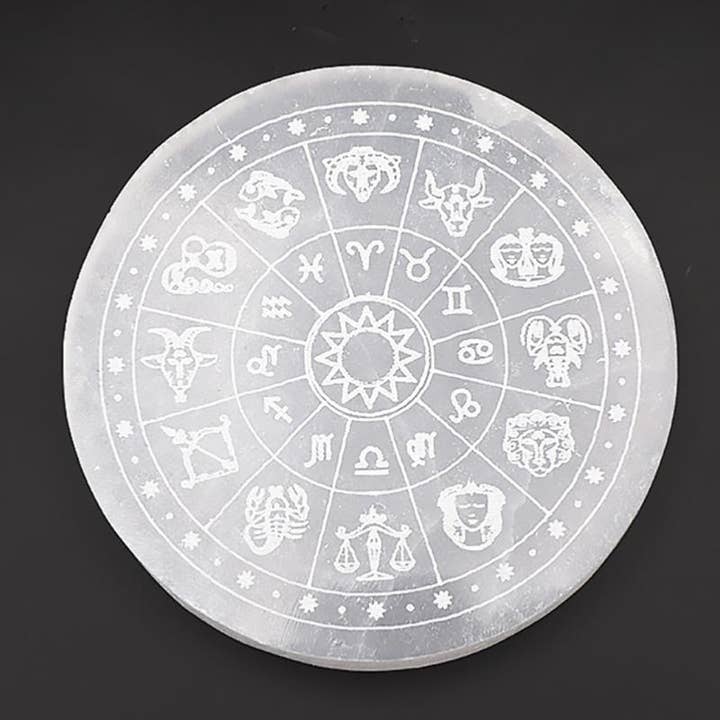 La Boîte à Cailloux - Wholesale Plaque - Selenite Charging Plate Zodiac Signs - 100mm1