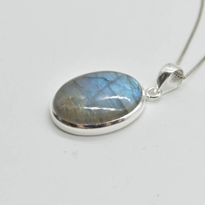 Oriental Direct Craft Supplies - Wholesale Individual Charm/Pendant - Labradorite Pendant in 925 Silver, 2.3cm-3.5cm, No Chain8