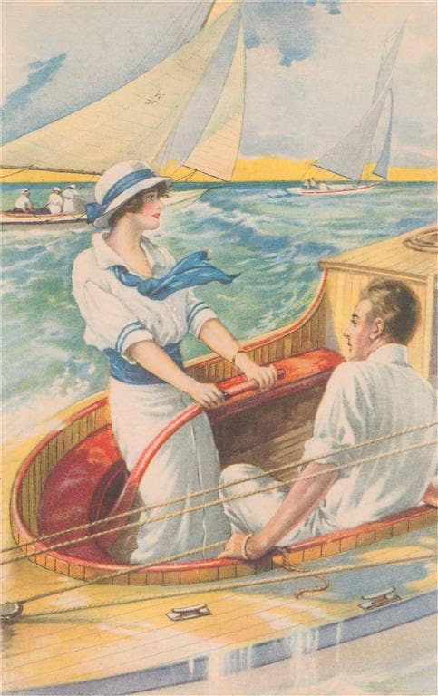 Found Image Press - Vente Cartes postales - Carte postale TS-396 Couple naviguant0