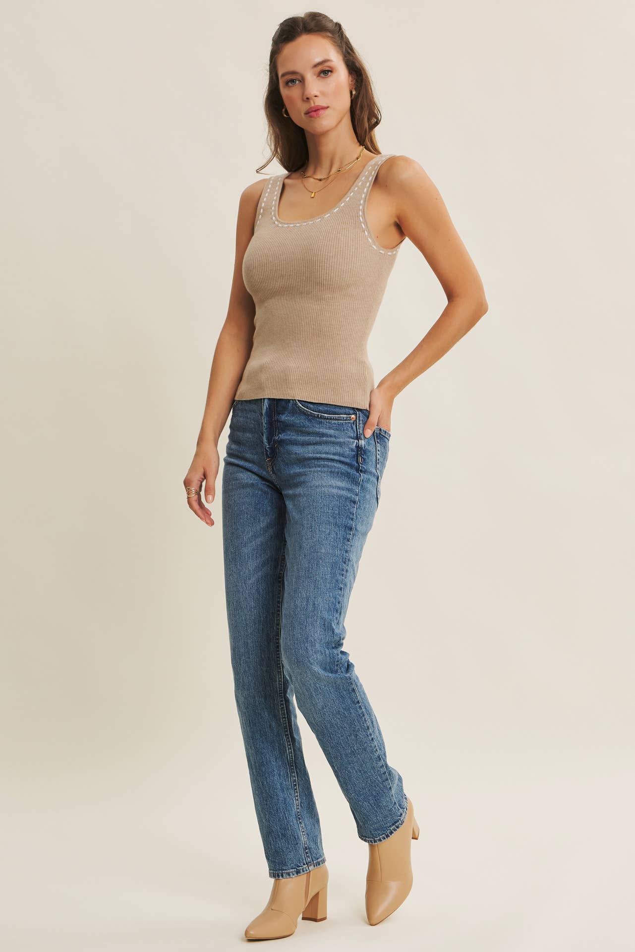 in february - Wholesale Knit Sweater - Women's - EVERYDAY SOFT CONTRAST STITCH LUXE SWEATER TANK6