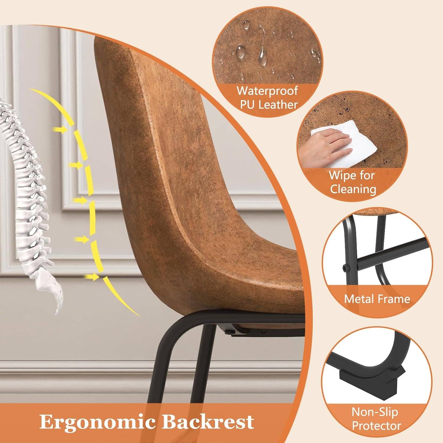 Brown Suede Dining Chairs Set Of 4 With 18 Inch High Back for wholesale on Faire1