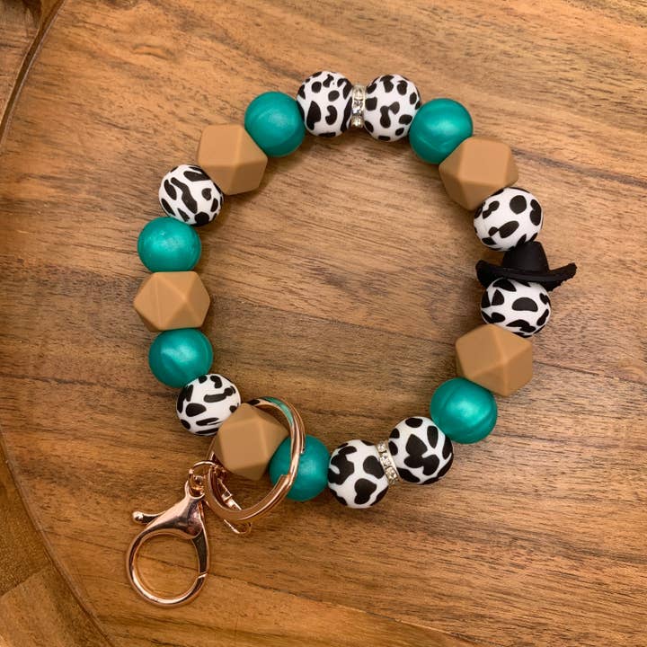Wildthings & Wildflowers – wholesale Keychain bracelet – Turquoise Pearl Cowboy Hat Wristlet