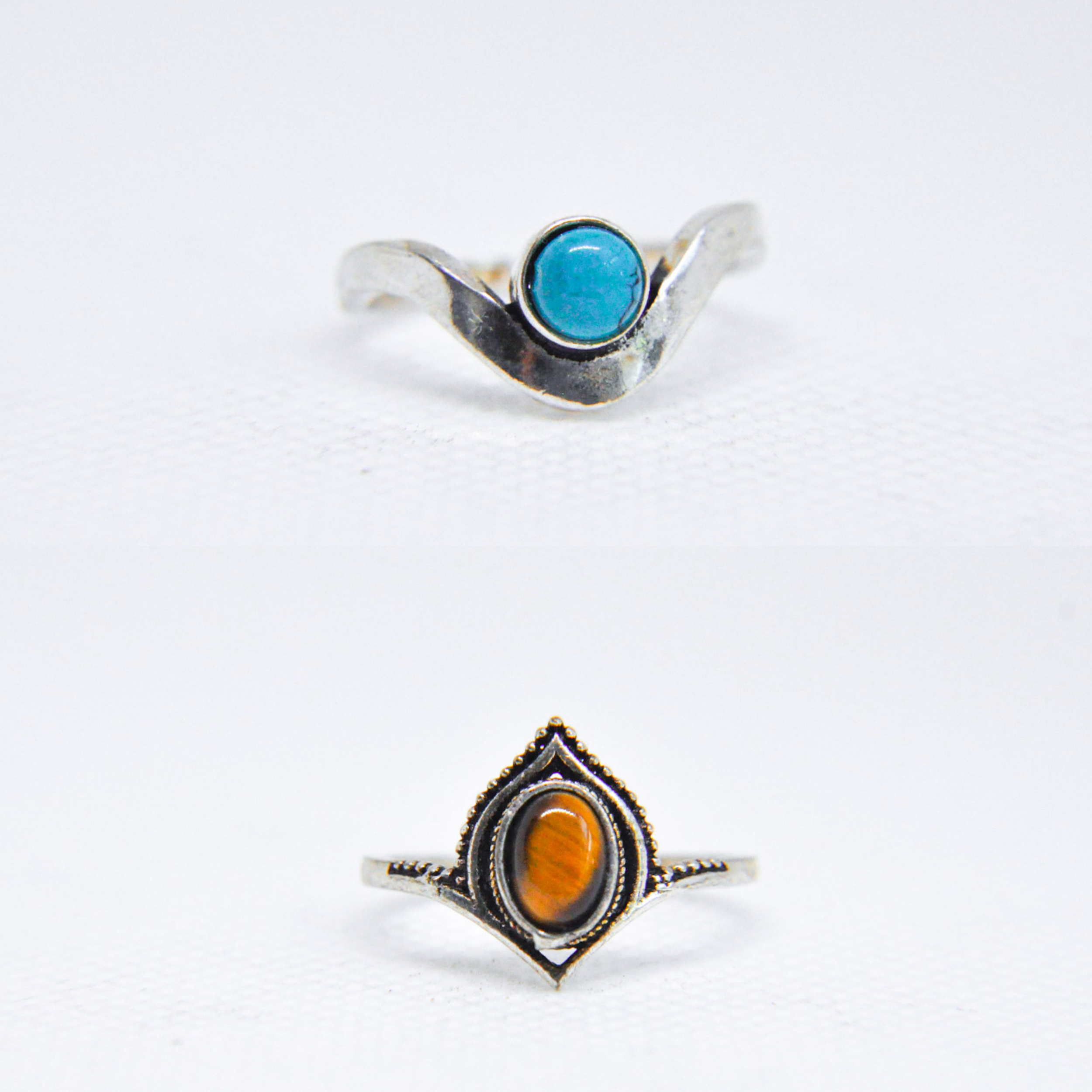 Zumki - Wholesale Cocktail/Statement Ring - Assorted Mixed Metal Silver Natural Gemstone Ring1