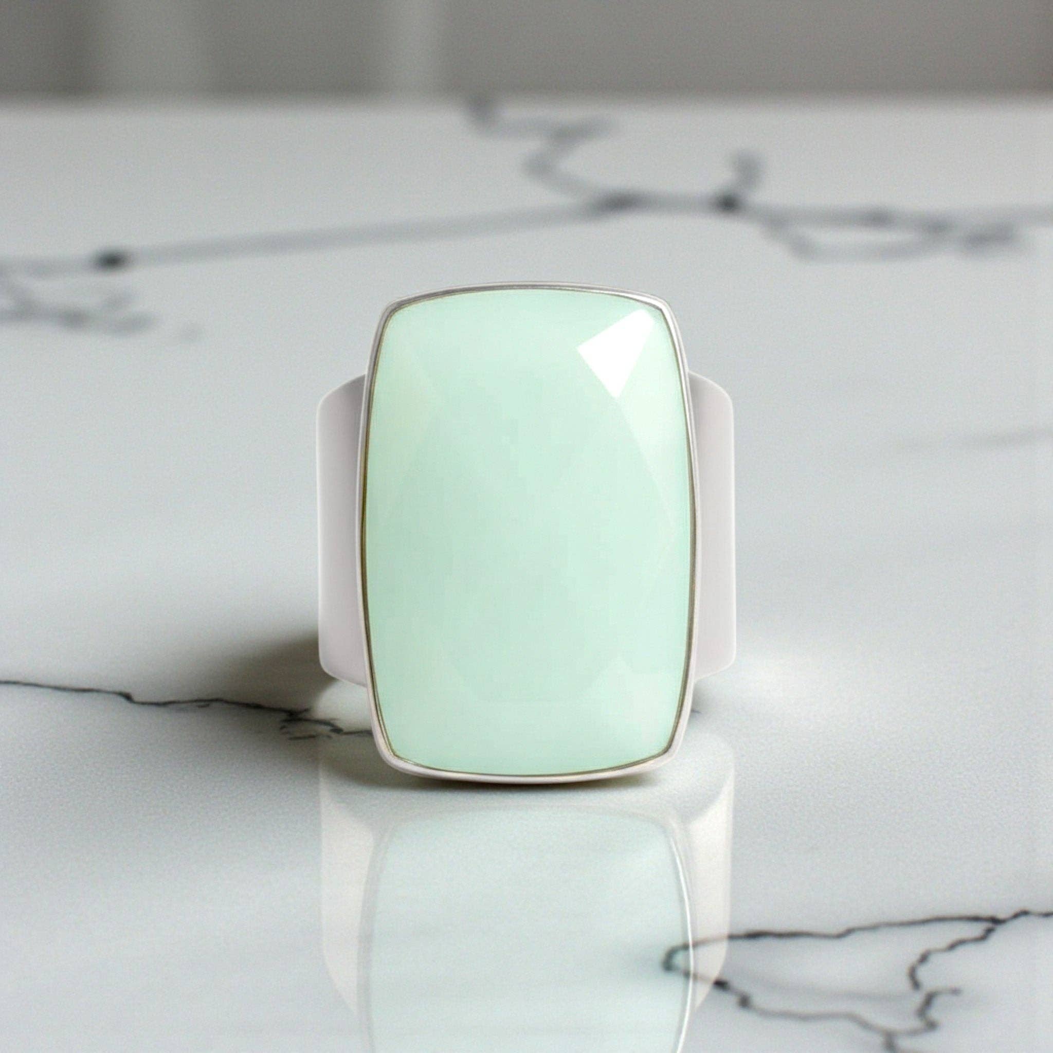 J + I Jewelry - Wholesale Cocktail/Statement Ring - Aqua Chalcedony Sterling Solitaire Ring1