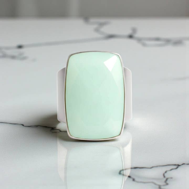 J + I Jewelry - Wholesale Cocktail/Statement Ring - Aqua Chalcedony Sterling Solitaire Ring1