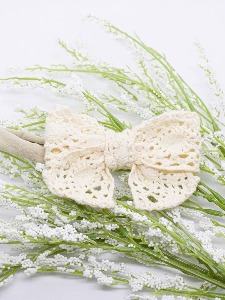 Faixa de cabeça ou grampo de cabelo de laço de crochê por atacado de Vy La and Co.