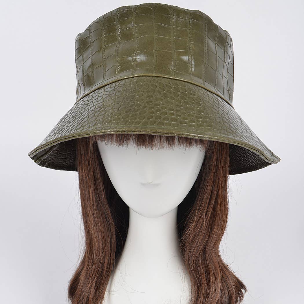 3AM BY H&D ACCESSORIES - Wholesale Bucket Hat - Women's - Faux Croc Bucket Hat3