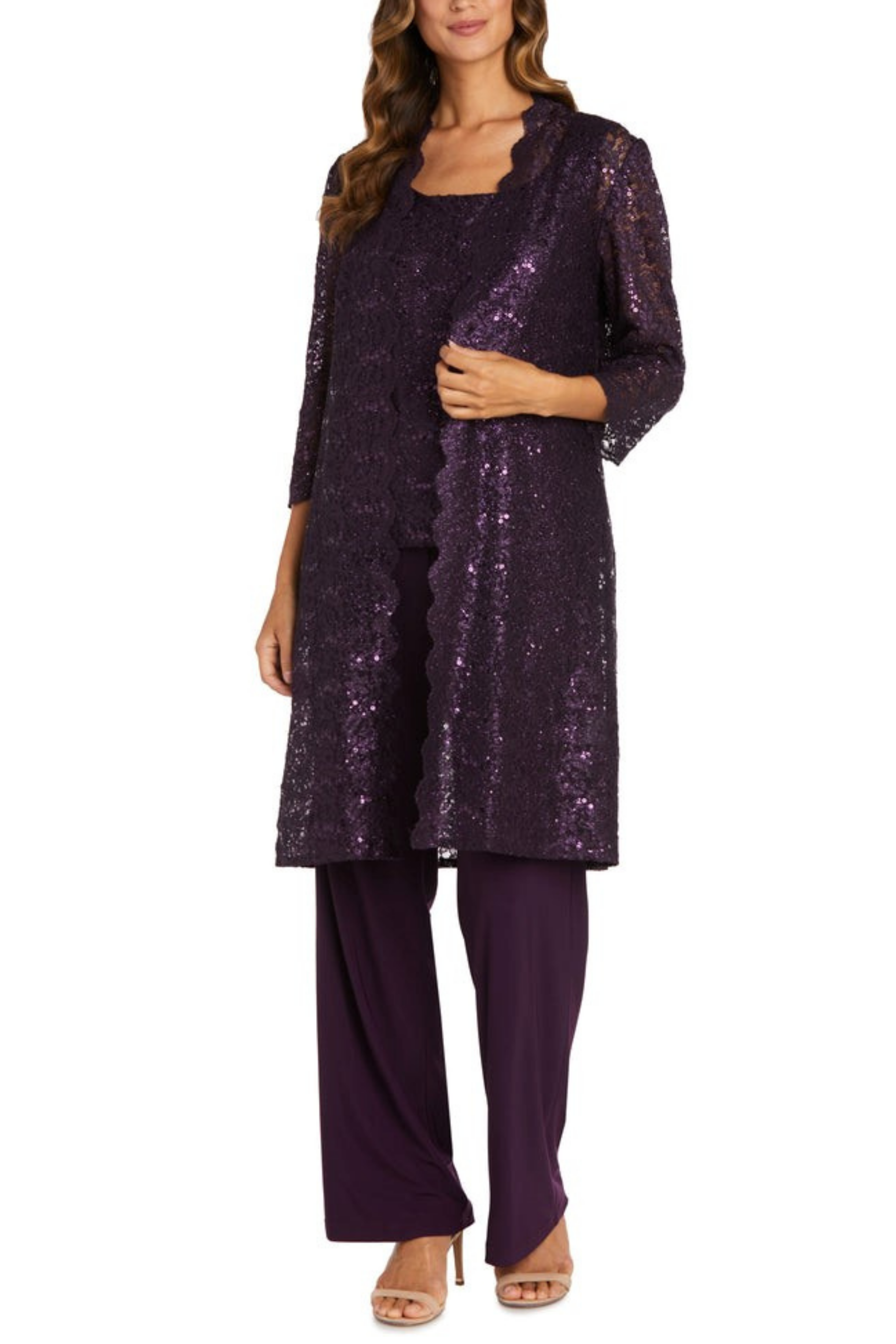 New Yorker's Apparel - Wholesale Top & Pant Set (NOT Loungewear) - Women's - RM Richards Lace 3/4 Sleeve 3-Piece Pants Set6
