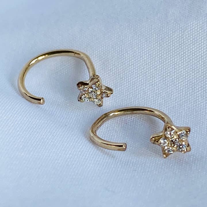 Iraklia gold plated and zircon creole (BONS70) for wholesale by Sophie Deschamps Bijoux