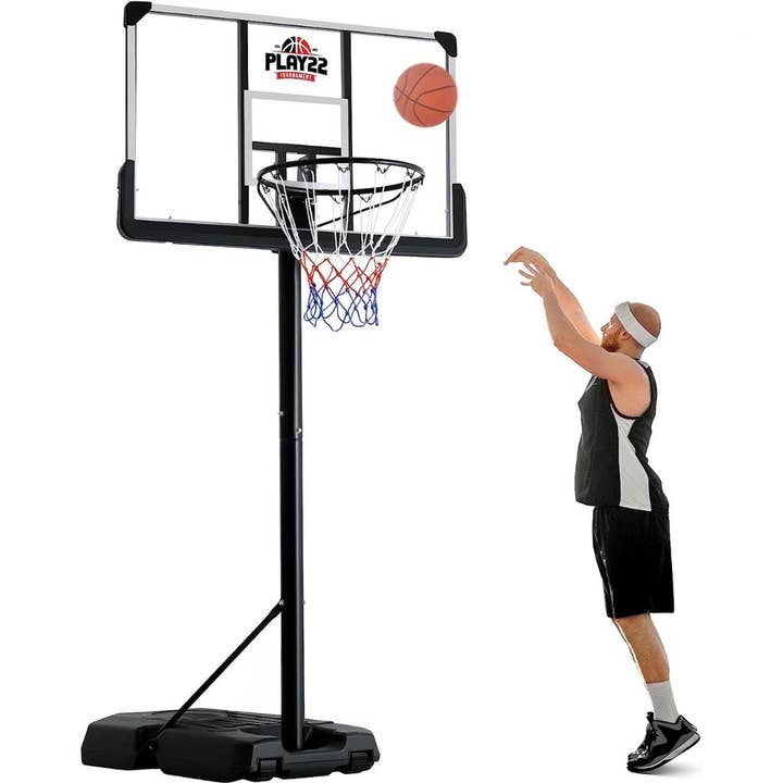 Play22 – Engroshandel Sportsudstyr – Bærbar basketballkurv 10 fod justerbar 44 tommer