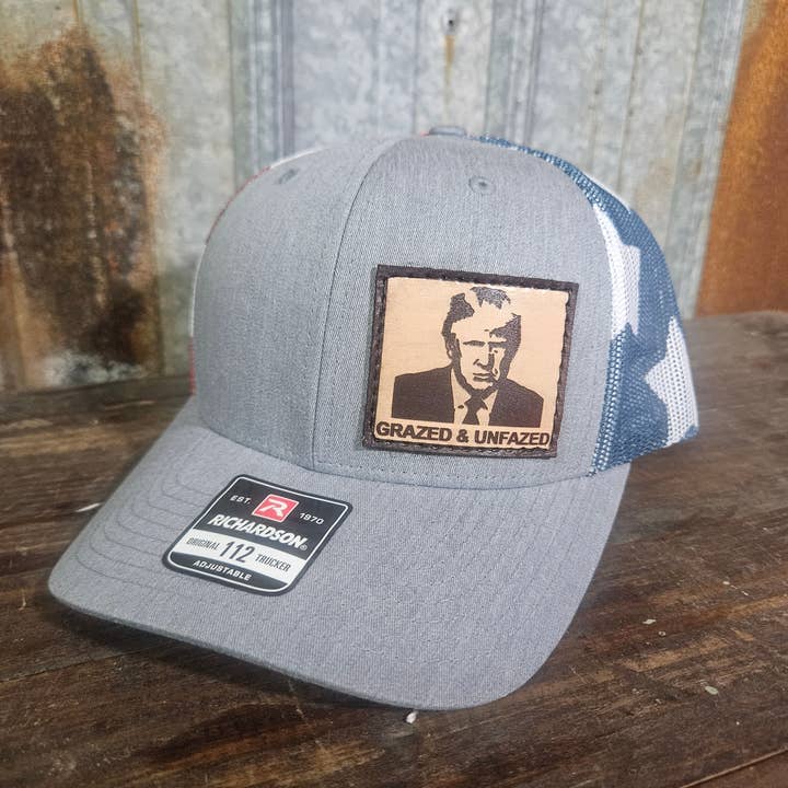 Trump-hoed met leren patch, begraasd en onaangedaan voor wholesale door Wynn Custom Leather & Hats