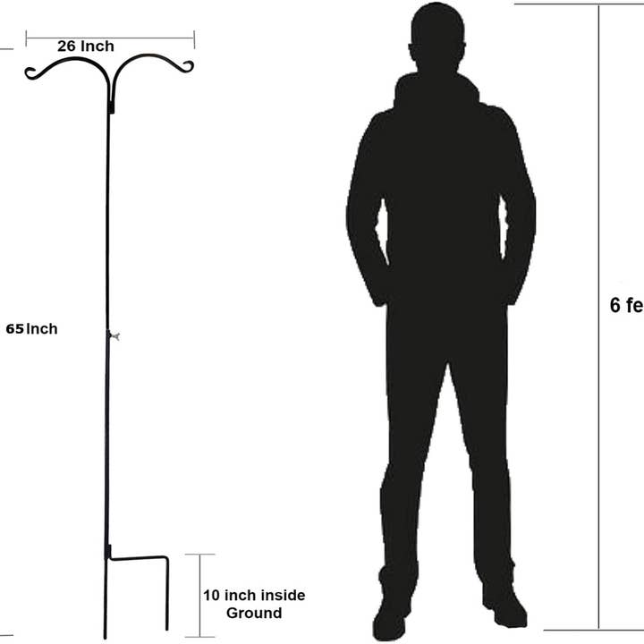 Ashman Online - Wholesale Outdoor Ornament/Decor - Ashman Shepherds Hook 65 Inch Two Sided Shepherd Hook, 1/2 Inch Thick, Super Strong, Rust Resistant Steel Hook for Hanging Plant Baskets, 4 Pack