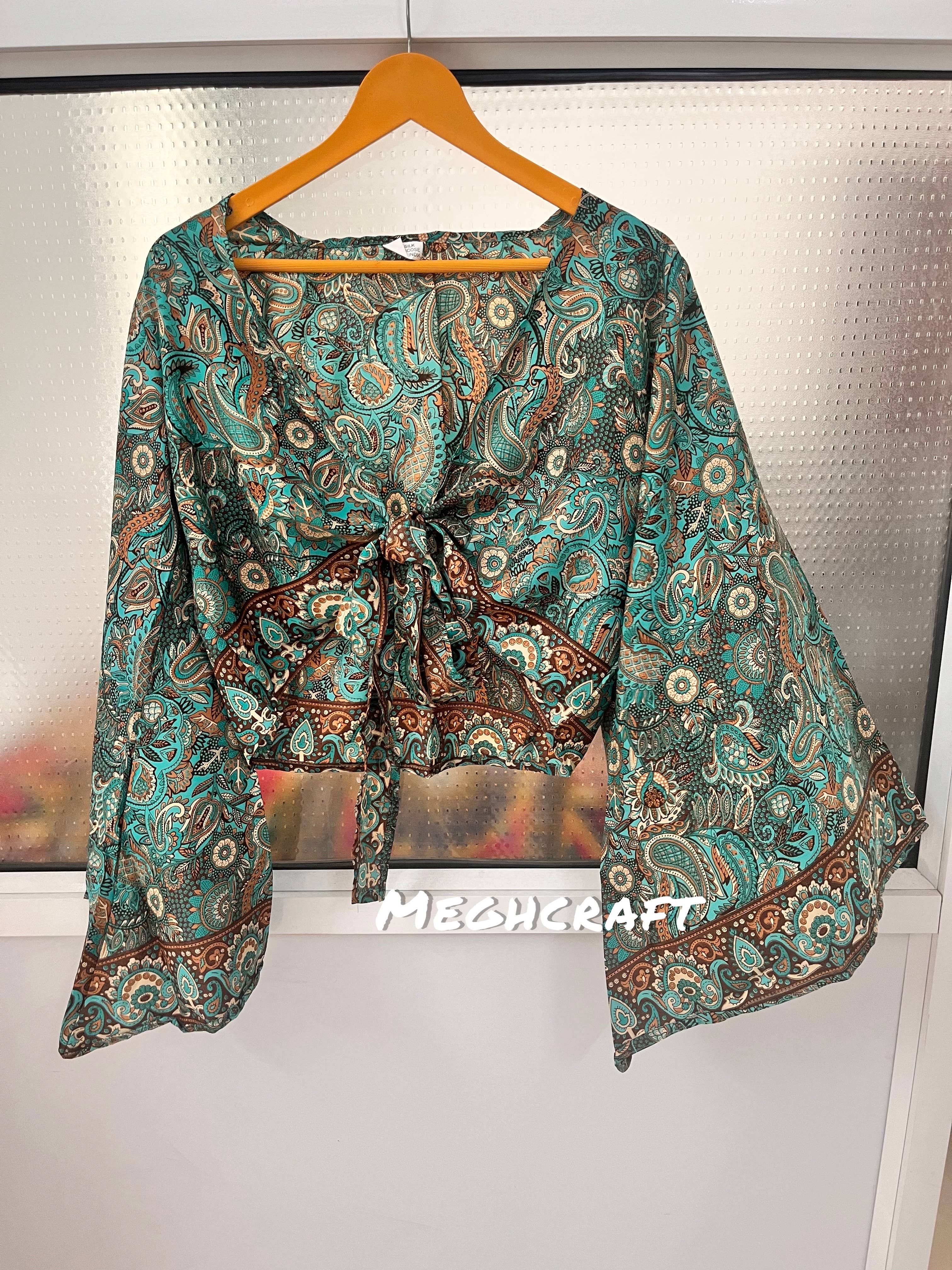 Meghcraft – Engroshandel Bluse - Dame – Silketop med klokkeærmer og bindebånd10