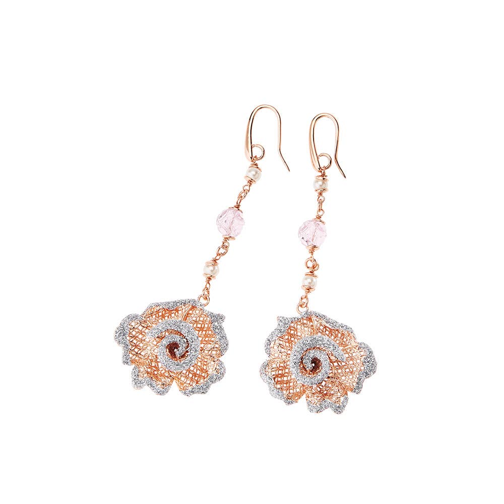 Ottaviani - Wholesale Dangle Earrings - Rose Gold Bronze Earrings with Glitter Ag.Crista0