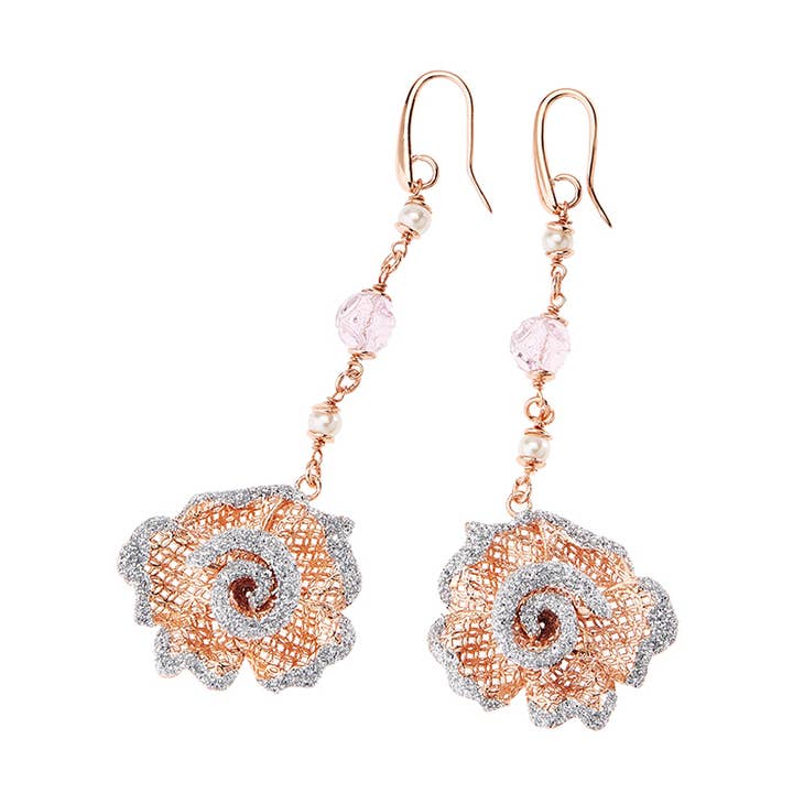 Pendientes de oro rosa y bronce con purpurina Ag.Crista para venta al por mayor de Ottaviani