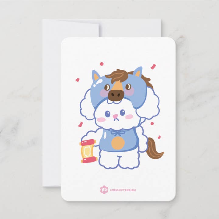 Horse Lunar Zodiac Bibo Mini Print for wholesale by Huyen Dinh