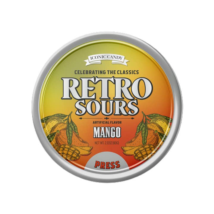 Grandpa Joe's Candy Shop - Wholesale Hard Candy - Retro Sours Mango, 2.12oz Tin, 8ct 1