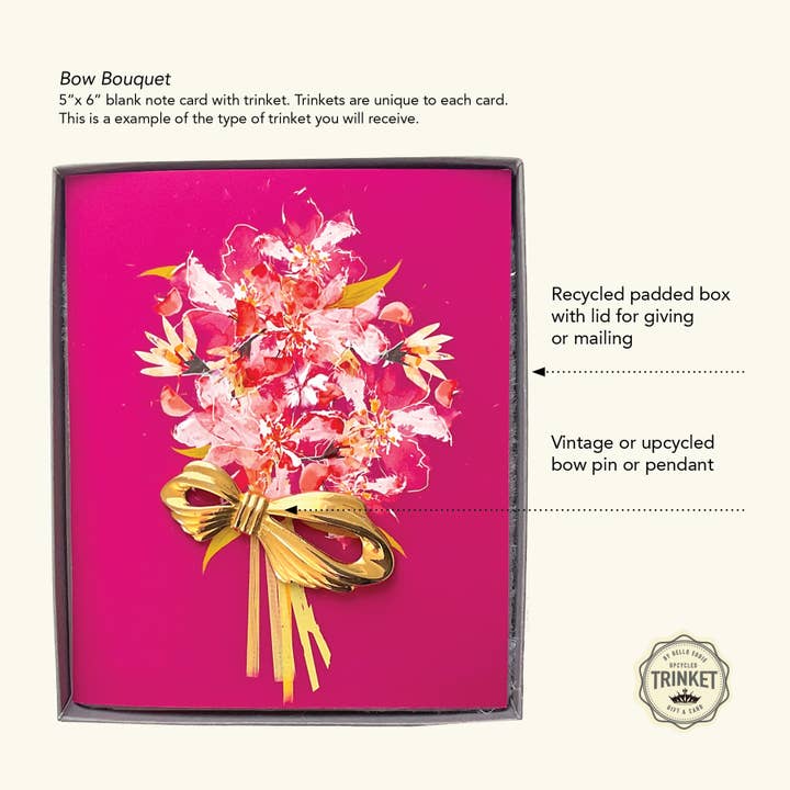 Bow Bouquet Blank Note Card with Vintage Jewelry for wholesale by HELLO EDDIE