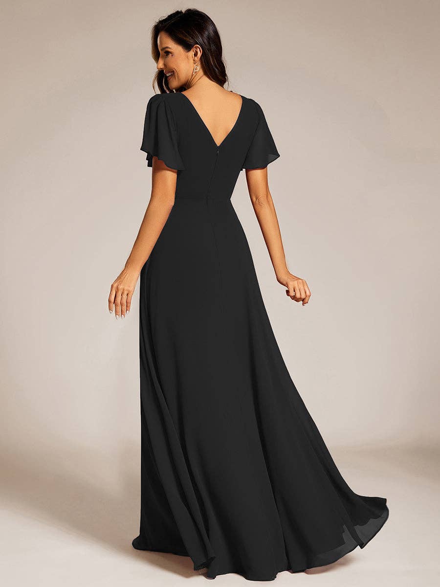 Ever-Pretty - Wholesale Gown - Women's - Midi Length Ruffles Sleeves Chiffon Dresses6