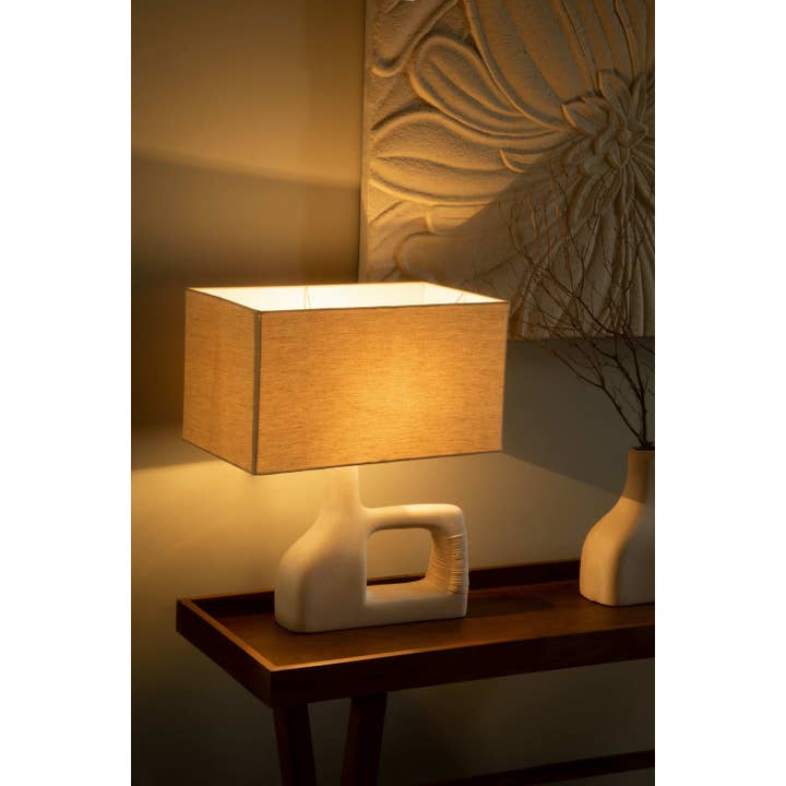 White Sarafay Ecomix Small Handcrafted Sustainable Table Lamp Cotton Shade for wholesale on Faire1