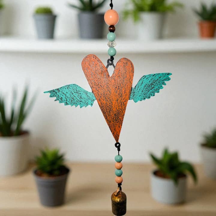 Heart Wind Chime retro ornament metal unique gift Teen Art for wholesale by Whimsies