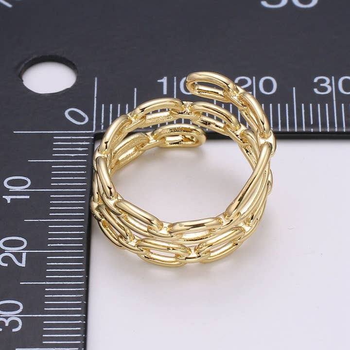 Aim Eternal - Wholesale Chain Ring - 14k Gold Filled Chain Ring, Gold Stacking Ring, Thick Chain Ring, Cable Chain Ring, Statement Ring, Gold Link Ring for Minimalist Jewelry R303 O10034