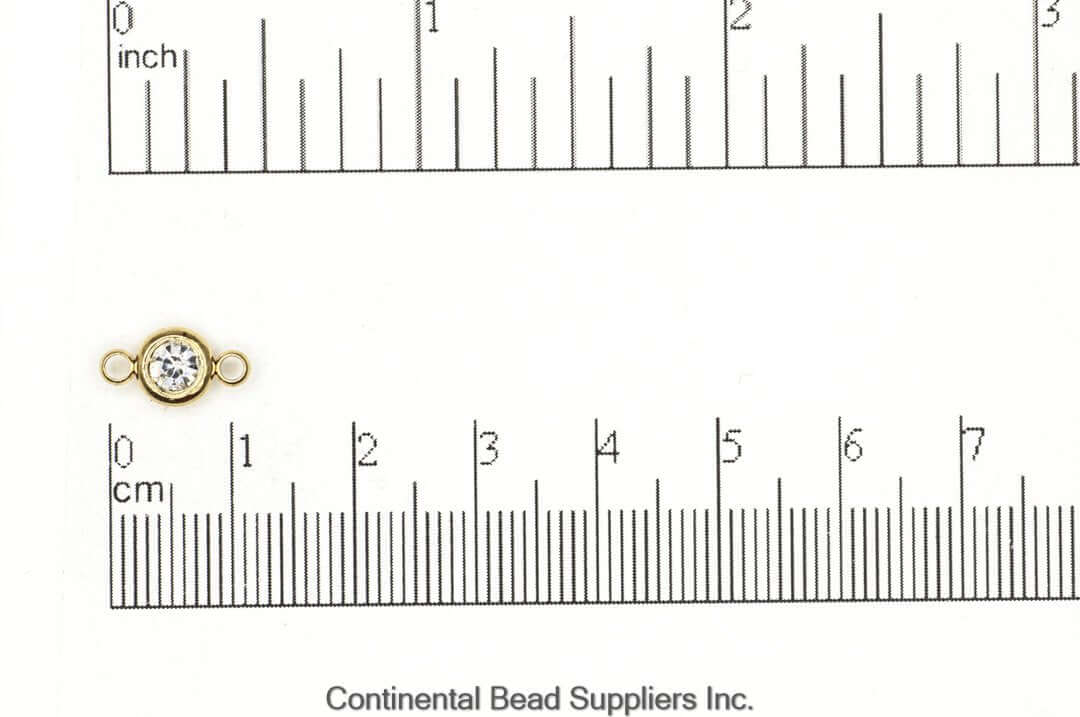 Continental Beads - Wholesale Individual Charm/Pendant - Permanent Jewelry Gold Connectors with CZ Crystals - 6mm - Available in Silver & Gold - Sold Individually - CONN6SS7