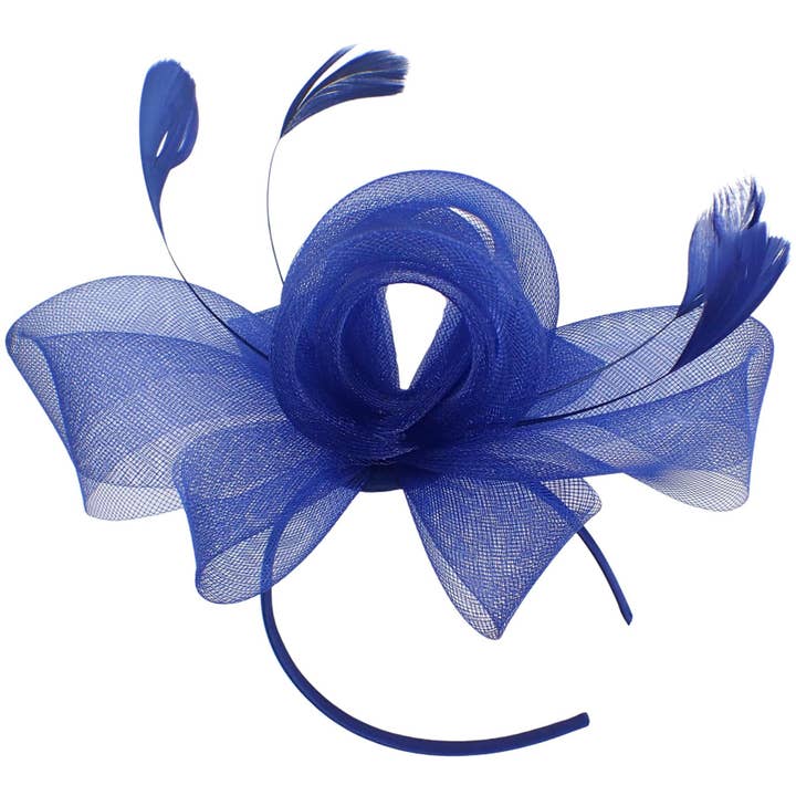 Topkids Accessories - Wholesale Fascinator Hat - Women's - Looped Net & Feather Fascinator Headband Hair Band Fascinators Fascinator Hats