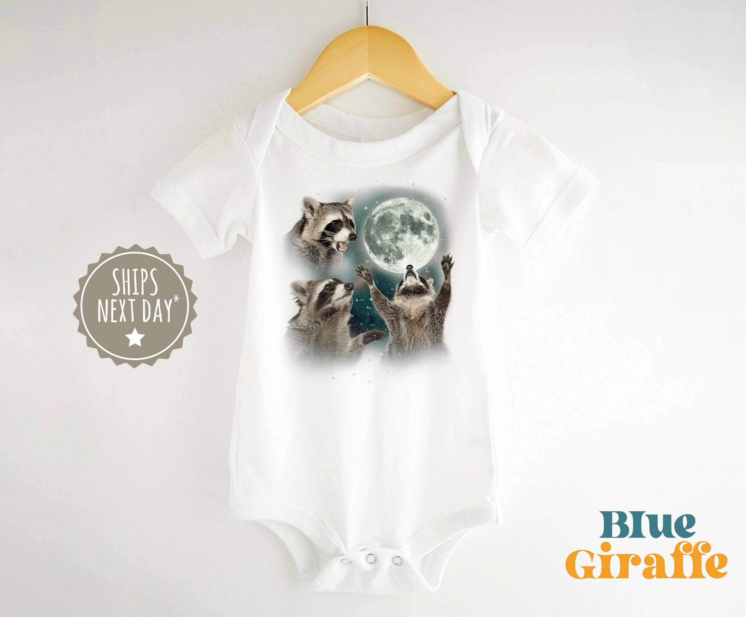 Blue Giraffe Inc - Wholesale Bodysuit (Non-Footed) - Baby - Vintage Raccoon Moon Onesie®3