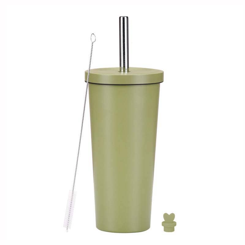Candles Meta - Wholesale Insulated Mug/Tumbler - 710ml Silid Color Milk Tea Stainless Steel Cup with Straw3