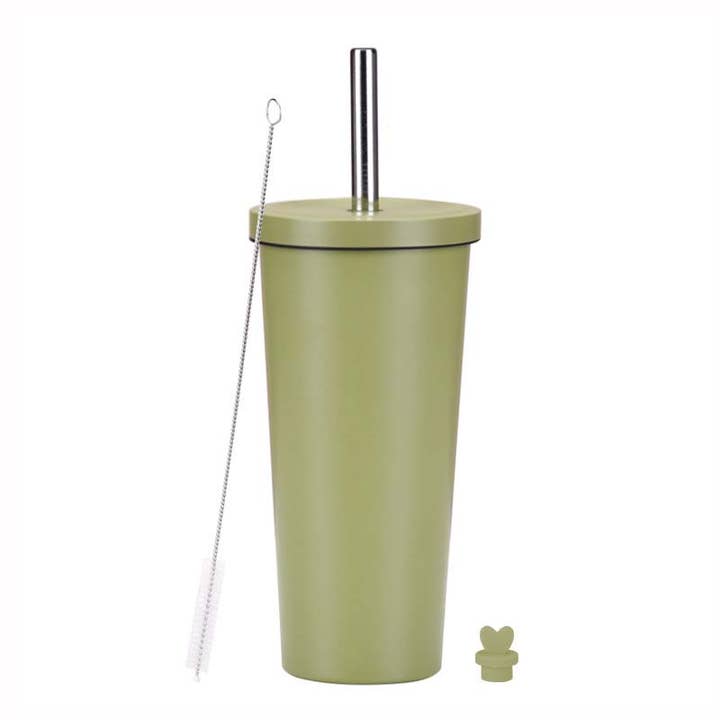 Candles Meta - Wholesale Insulated Mug/Tumbler - 710ml Silid Color Milk Tea Stainless Steel Cup with Straw3