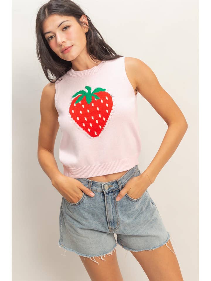 Strawberry Sleeveless Knit Top for wholesale by HYFVE