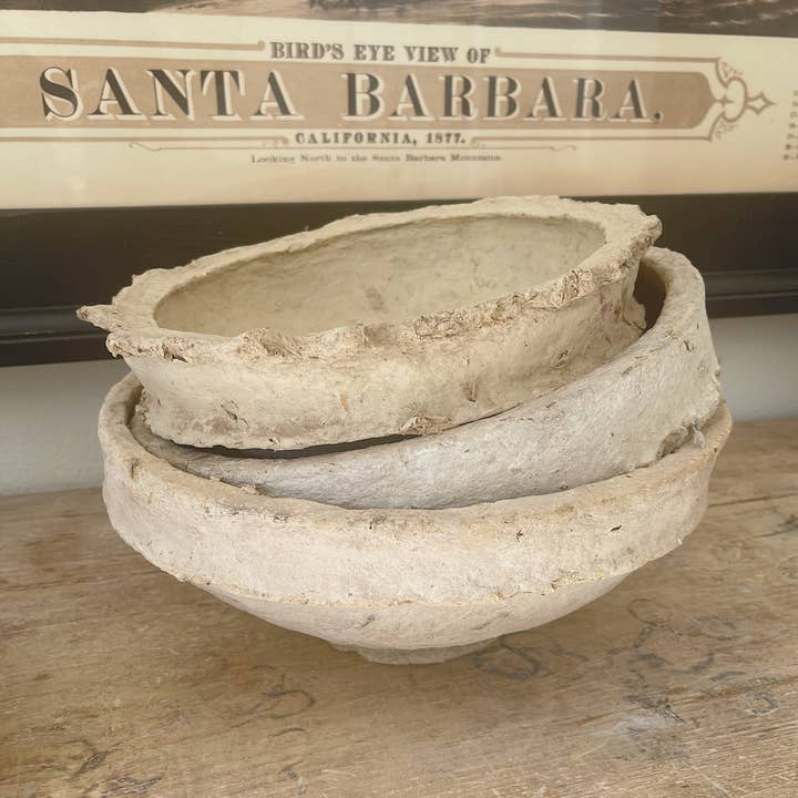 Sandstone & Sage - Wholesale Decorative Plate/Dish/Bowl - Primitive Antique Paper Mache Bowls