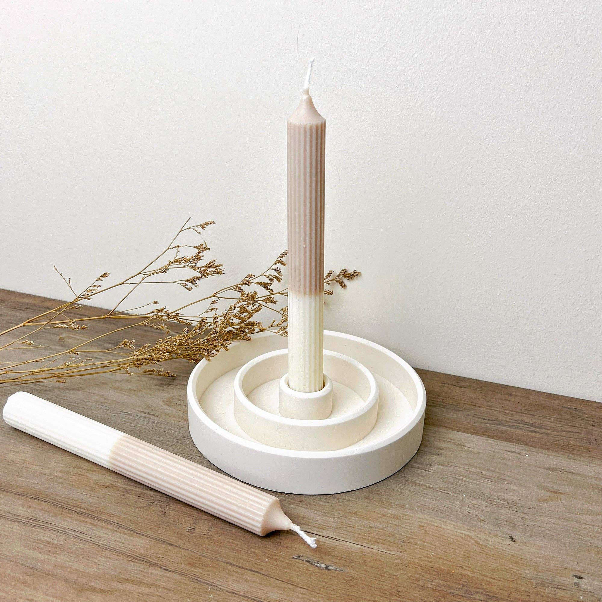 Eli and Things - Wholesale Tapered Candle/Candlestick - Ombre Dinner Candlesticks - Beige & White Taper Candles1