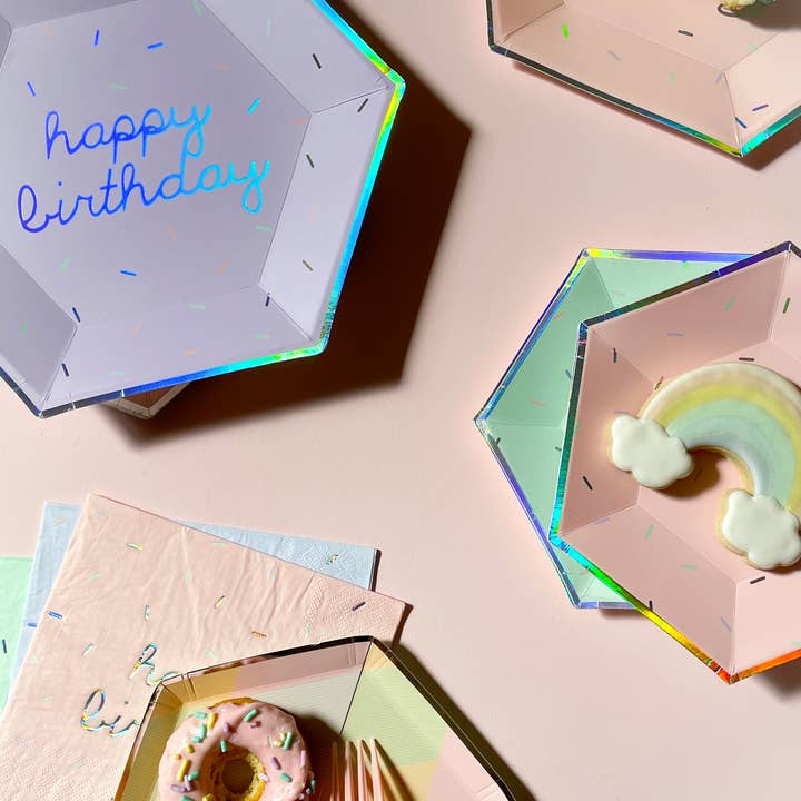 Harlow & Grey – wholesale Disposable plate – Sprinkles Pastel Happy Birthday Large Paper Plates - 18 Pack