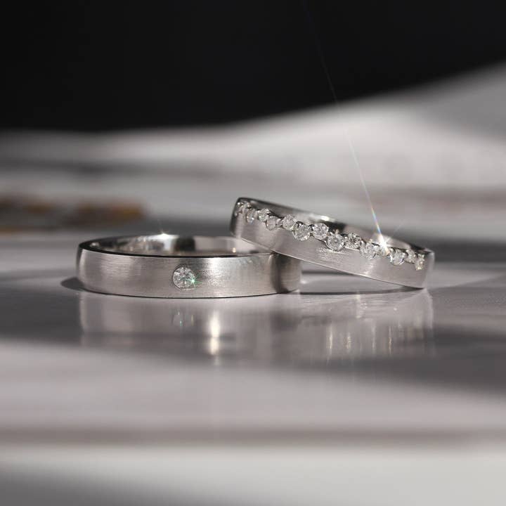 Forever Bond Floral Ring Set – CZ or Moissanite for wholesale by Double Accent