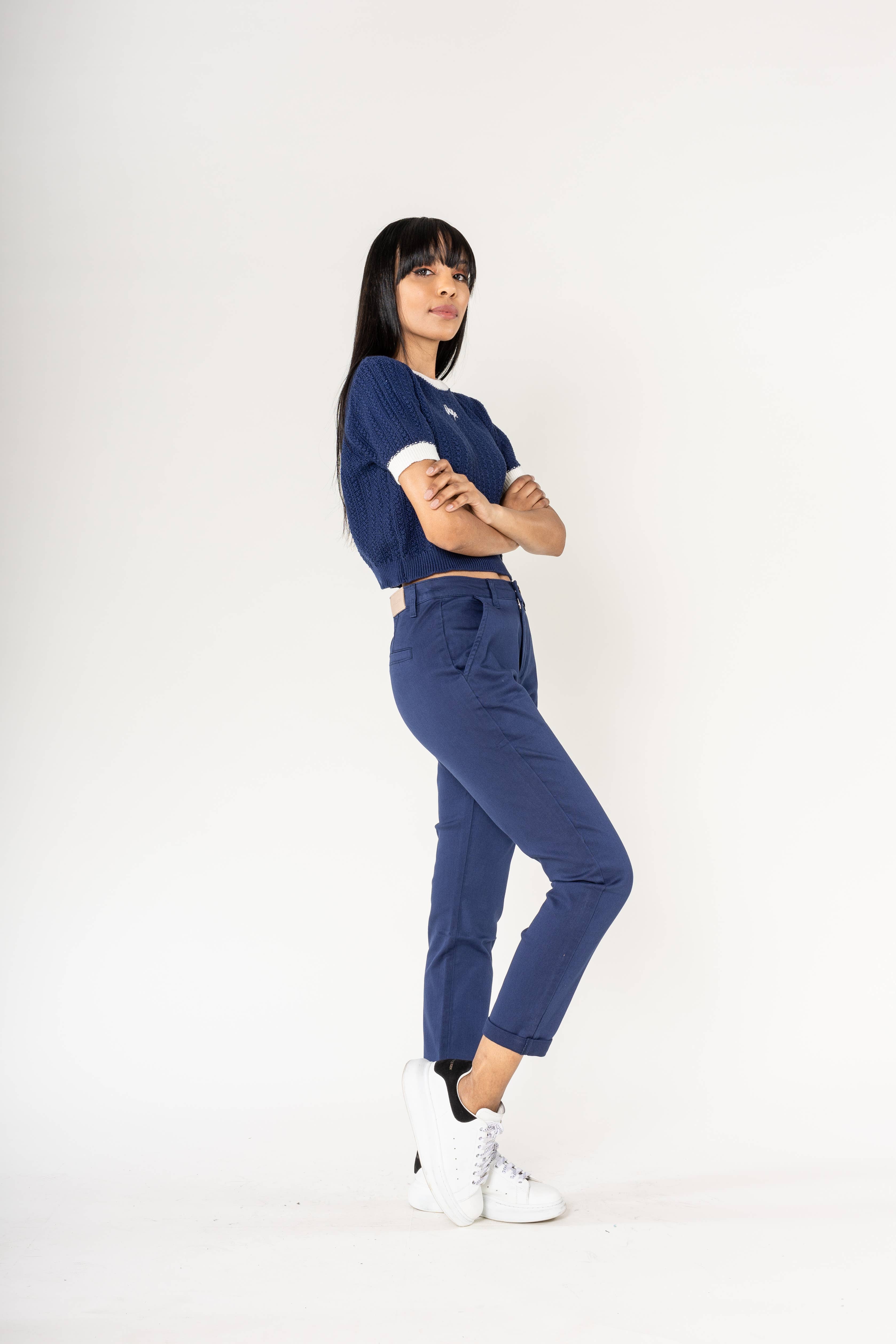 Nina Carter - Vente Pantalon – femme - Pantalon chino stretch taille haute confort Nina Carter J2509