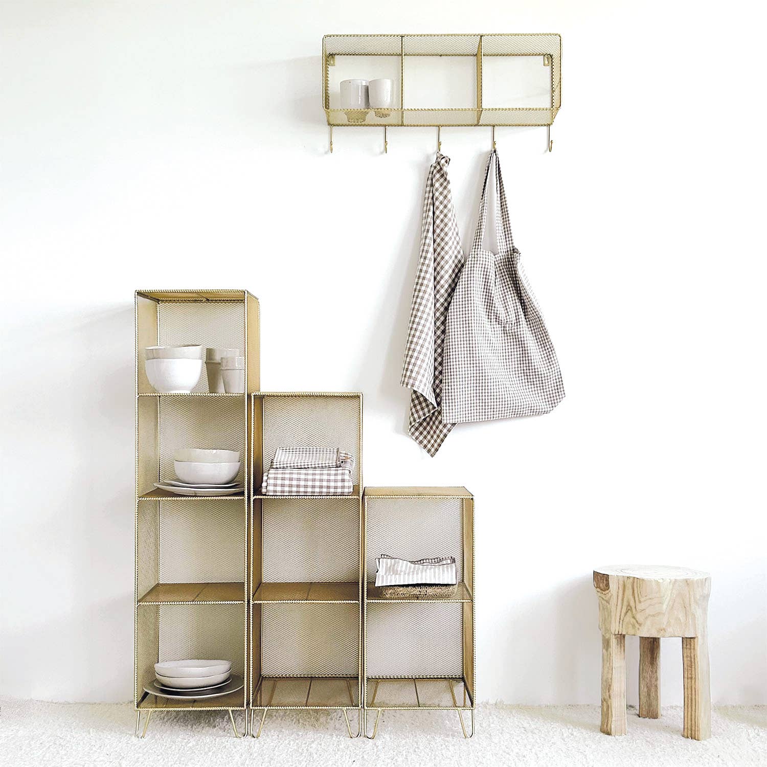 Opjet Paris - Wholesale Free Standing Shelf - Golden 2-compartment wire stand, small size L28 W30 H61cm4