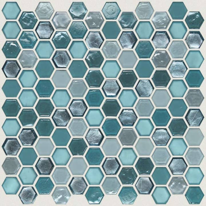 Thomas Avenue Ceramics - Wholesale Wall Tile - 1" Hexagon Poured Glass Mosaic Tile 4