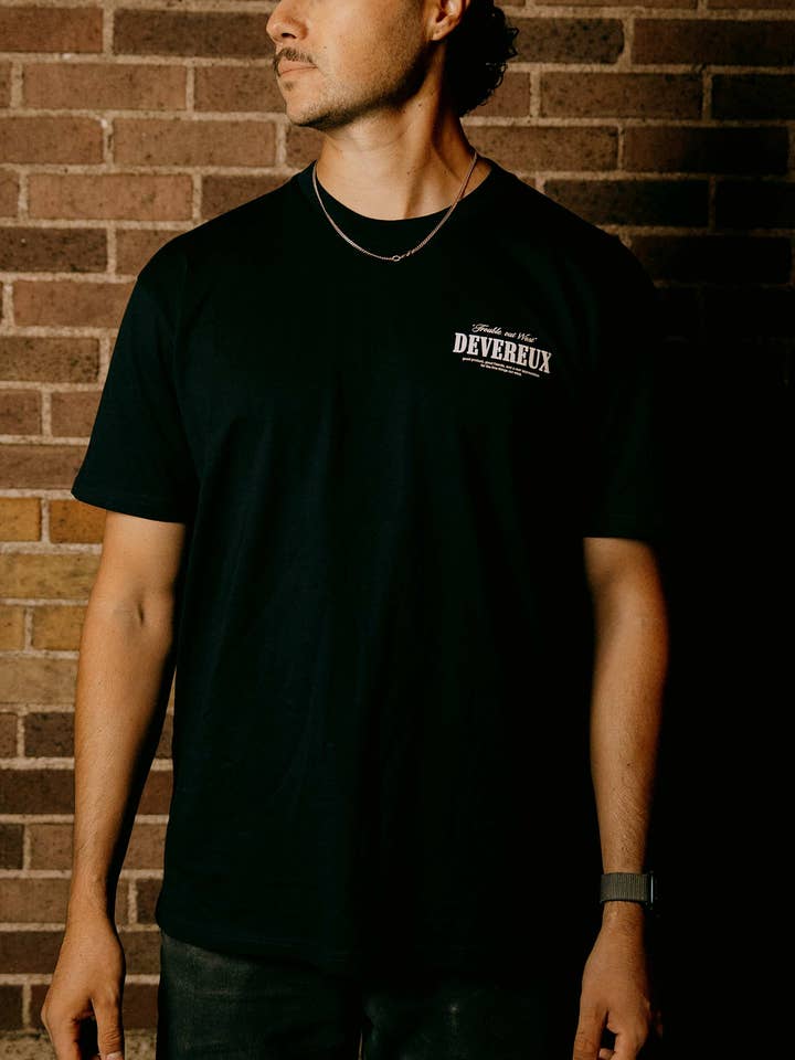 Trouble Out West Tee - Navy for wholesale on Faire5