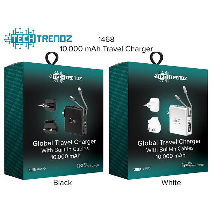 Tech Trendz - Wholesale Portable Charger - Global Travel Charger w/Built In Cables3