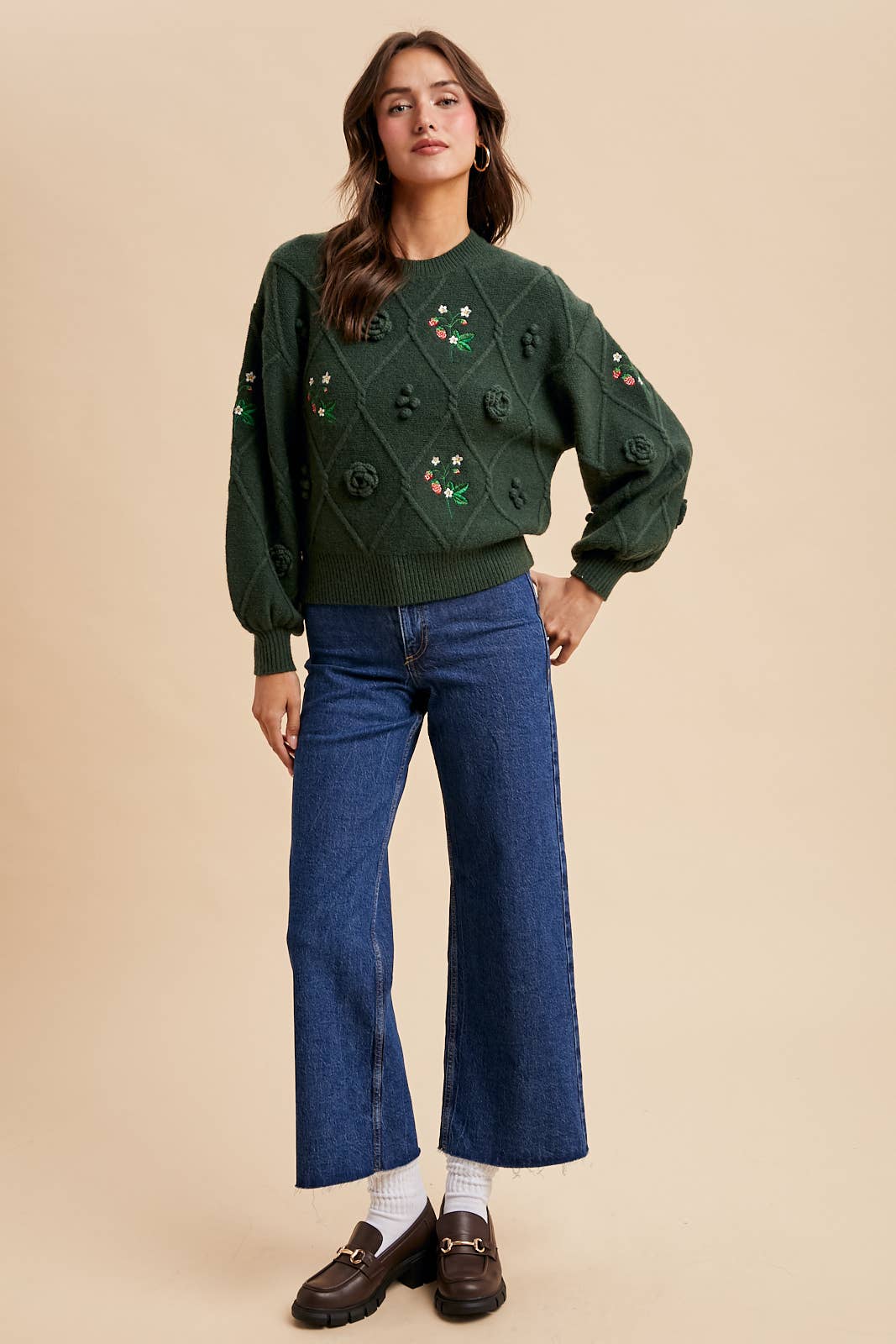 In Loom – Großhandel Strickpullover – Damen – 3D BESTICKTER KABELPULLOVER3