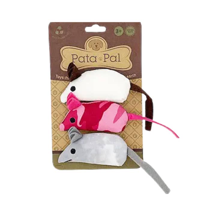 3pc Cotton Canvas Crinkle Cat Toy Set – Assorted Colors for wholesale by Pata Pal Pet Toys