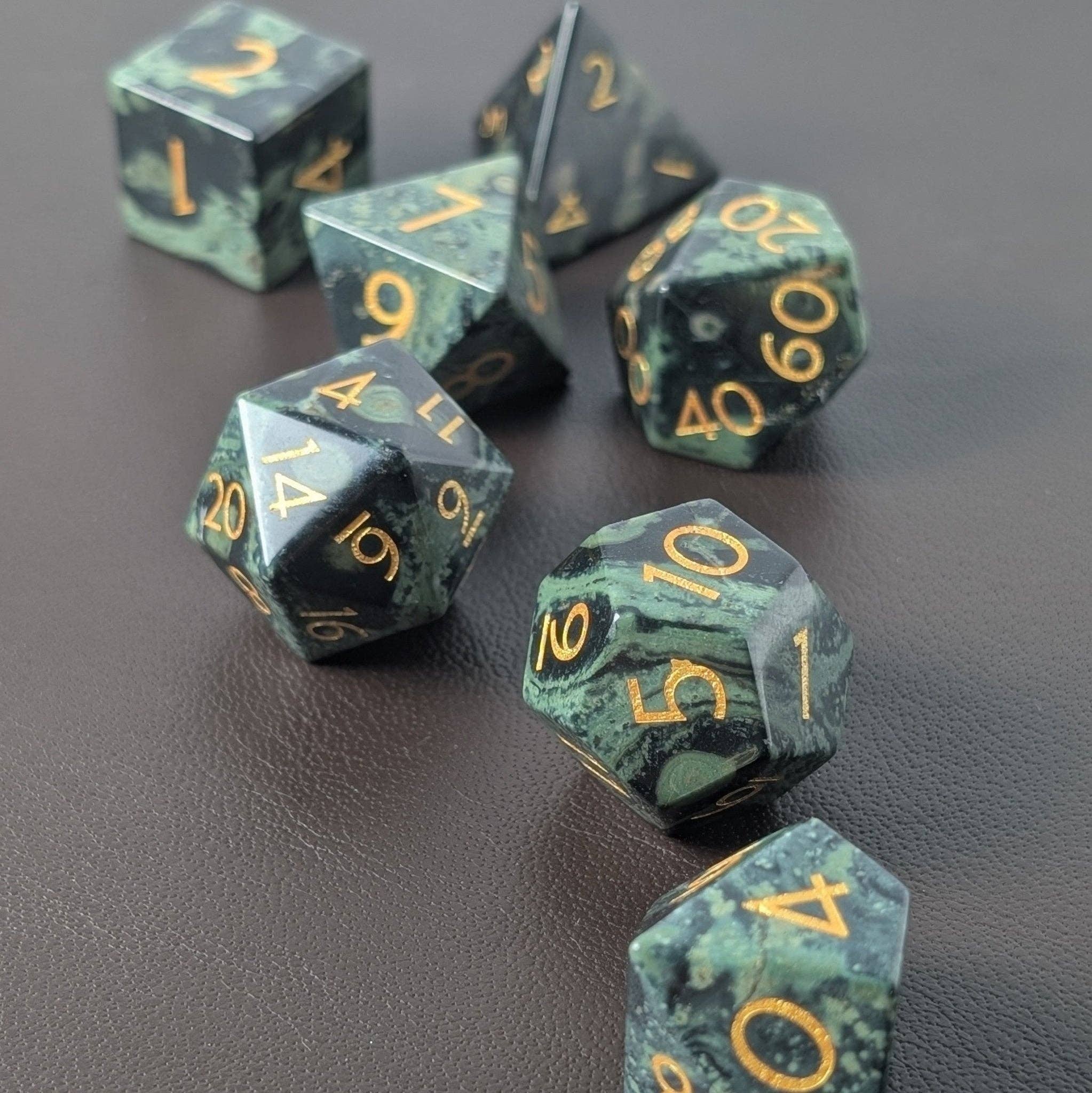 EBONWOOD - Wholesale Dice - Kambaba Jasper - 7 Piece Polyhedral Gemstone Dice Set4