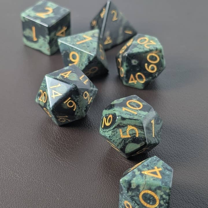 EBONWOOD - Wholesale Dice - Kambaba Jasper - 7 Piece Polyhedral Gemstone Dice Set4