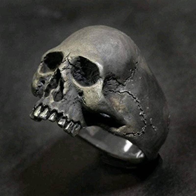 Tourtiwi - Wholesale Cocktail/Statement Ring - Retro Skull Punk Style Men's Ring3