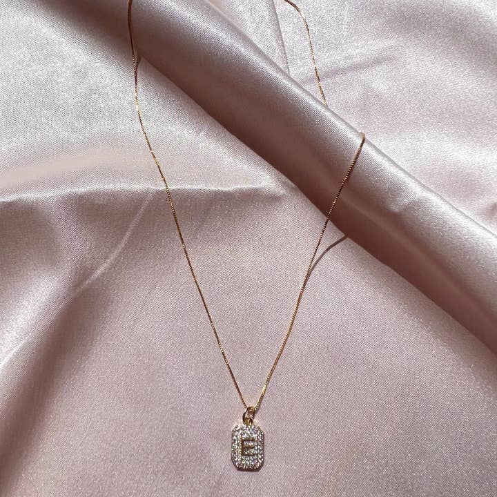 Starlite By J - Wholesale Pendant/Charm Necklace - Initial Necklace (Pavé Cube)