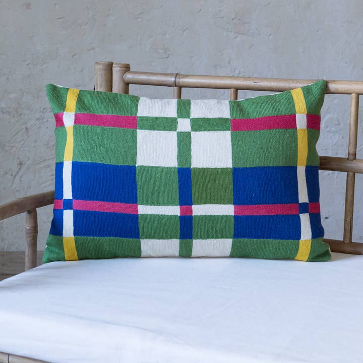 Mahe Homeware - Wholesale Throw/Decorative Pillow - Freya Chainstitch Cushion Green 40X60