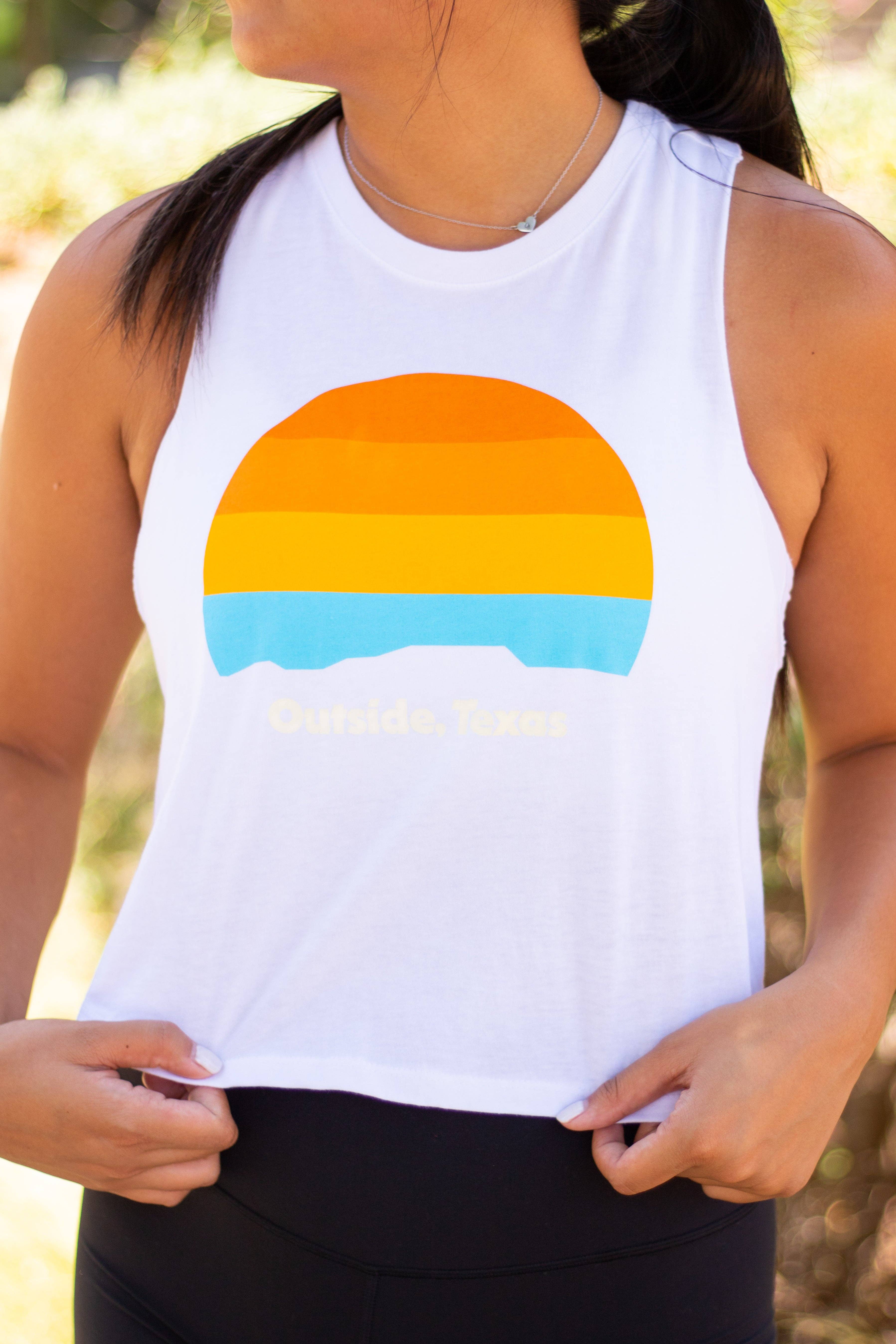 Outside, Texas - Wholesale Tank Top - Women's - OTX Horizon Tank | Racerback Cropped Tank3