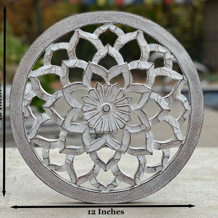 Lungta Imports - Wholesale Wall Accent - Handcrafted Wooden Lotus Flower Wall Décor Hanging Art2
